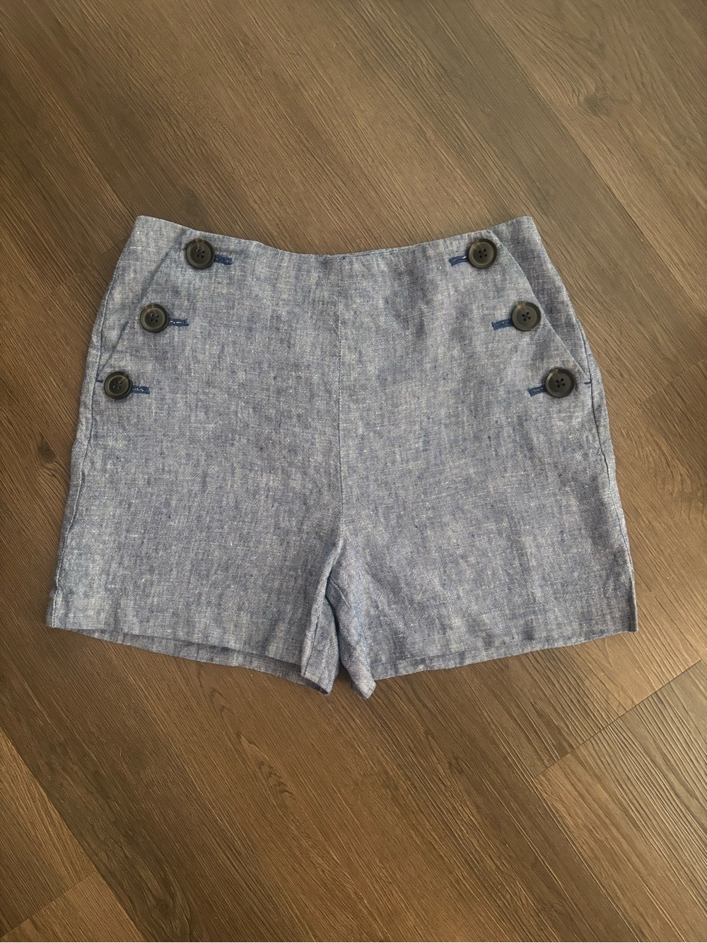 Boden Falmouth Blue Linen High Waist Sailor Shorts Size 4